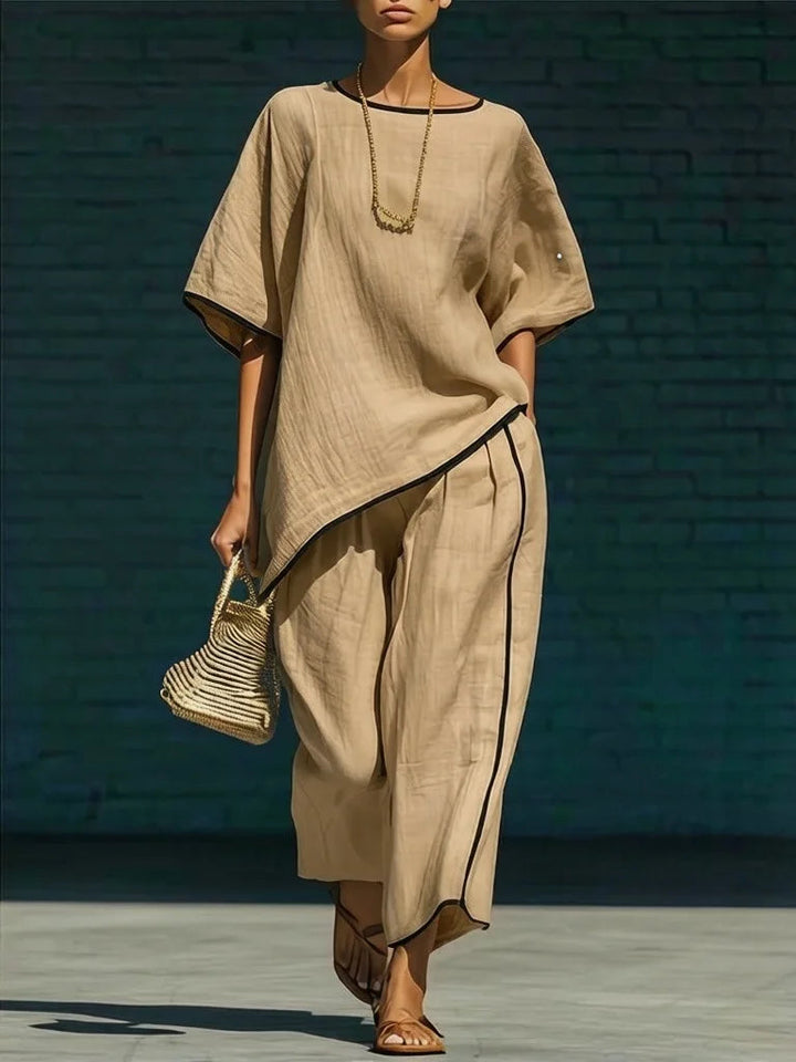 Sofia | Linen Cropped Pant Set – Casual Summer