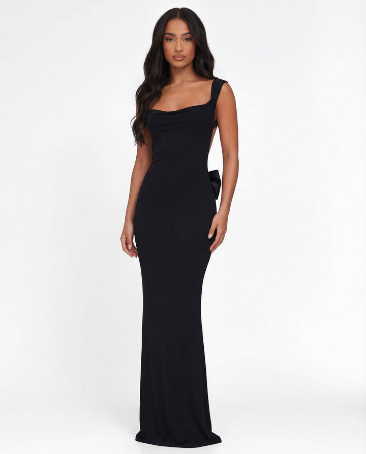 Zoe | Maxi Dress – Sleek Sculpting Backless Tie-Detail