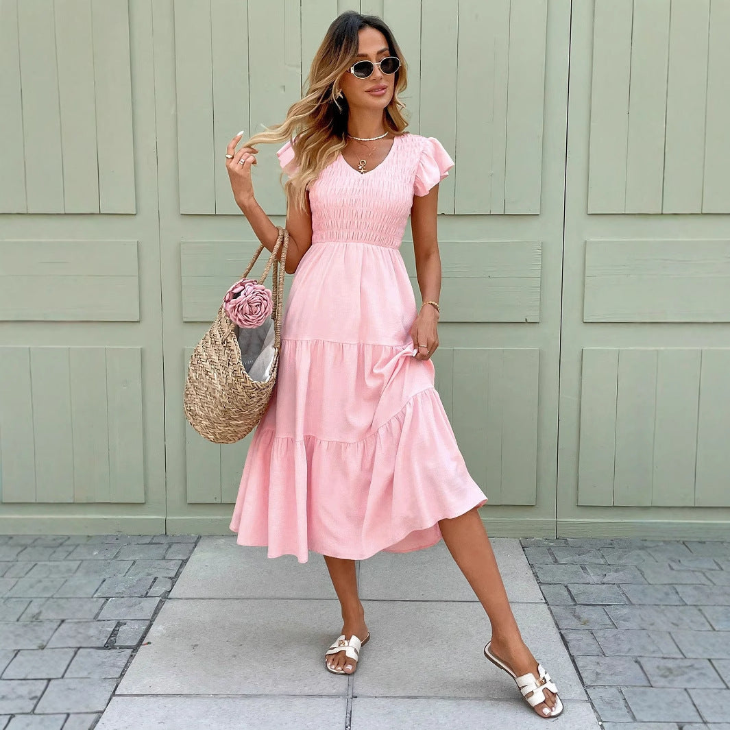 Sasha | Mid-Length Dress – Polished with Smocked Detail