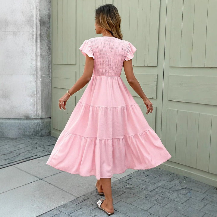 Sasha | Mid-Length Dress – Polished with Smocked Detail