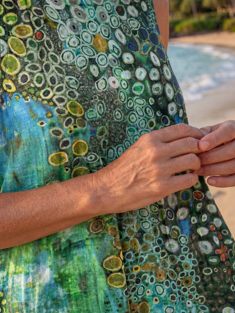 Sienna | Midi Dress – With Ocean Mosaic Print and Bright Colors