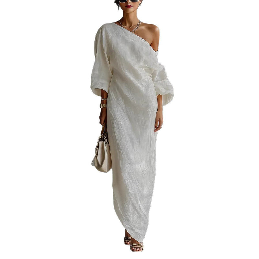 Eliana | Off-Shoulder Maxi Dress – Lantern Sleeves