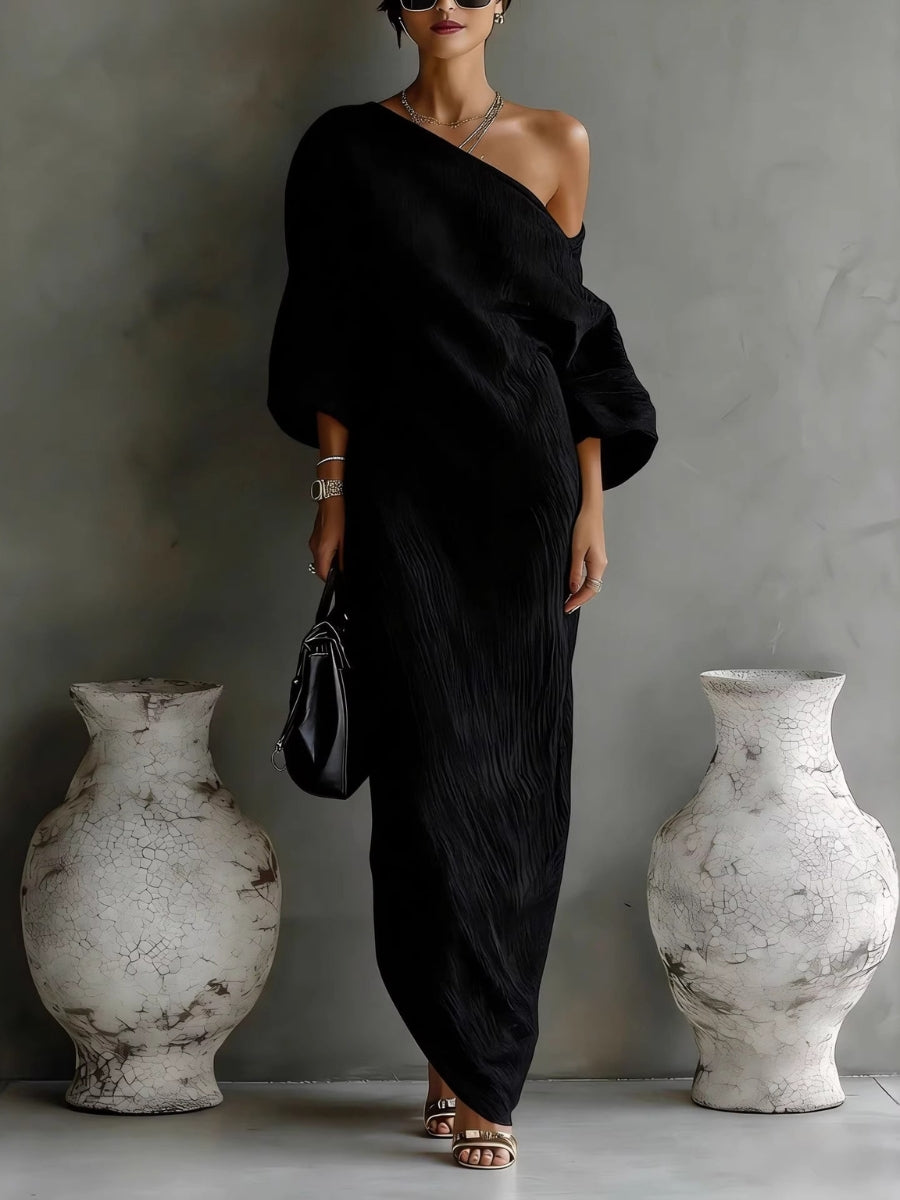 Diana | One-Shoulder Maxi Dress – Long-Sleeve, Flowing Cut