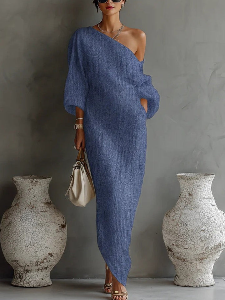 Diana | One-Shoulder Maxi Dress – Long-Sleeve, Flowing Cut