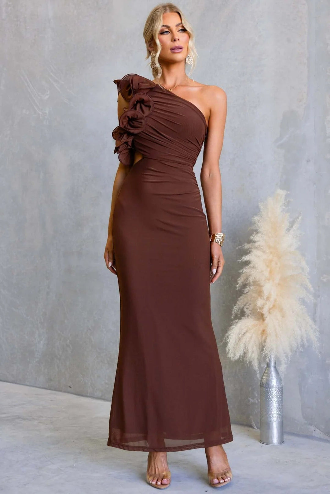 Madeleine | One-Shoulder Wedding Guest Maxi Dress – Ruffled