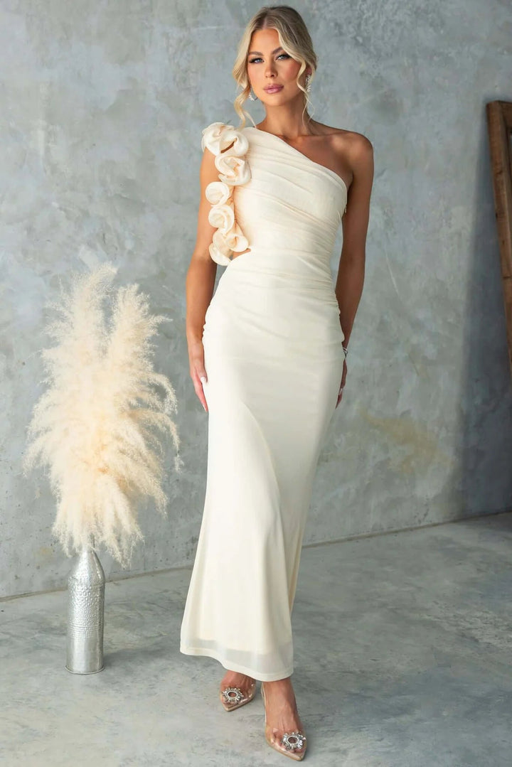 Madeleine | One-Shoulder Wedding Guest Maxi Dress – Ruffled