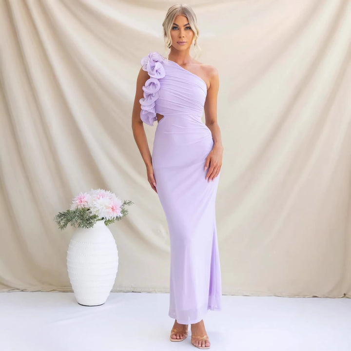 Madeleine | One-Shoulder Wedding Guest Maxi Dress – Ruffled