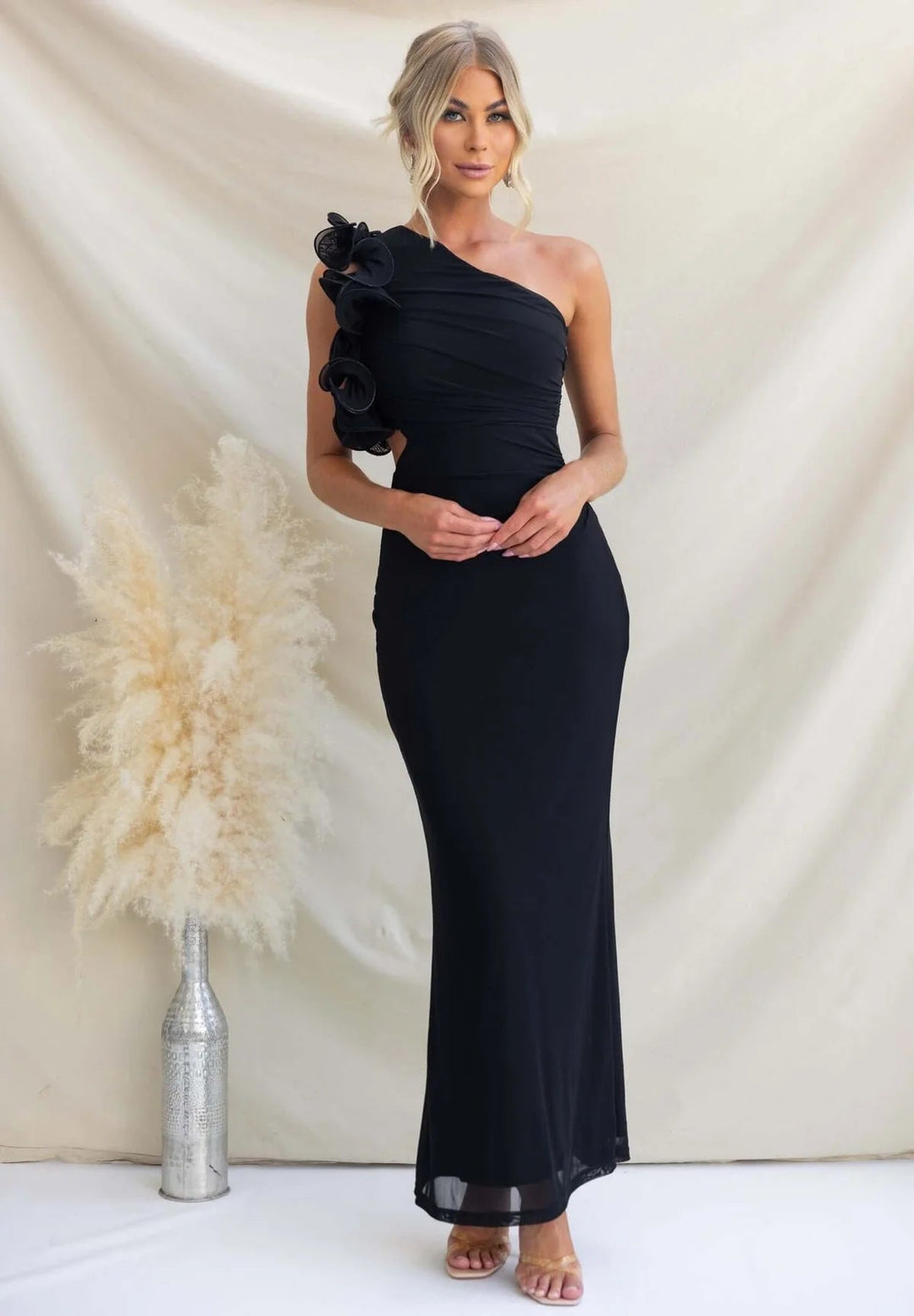 Madeleine | One-Shoulder Wedding Guest Maxi Dress – Ruffled