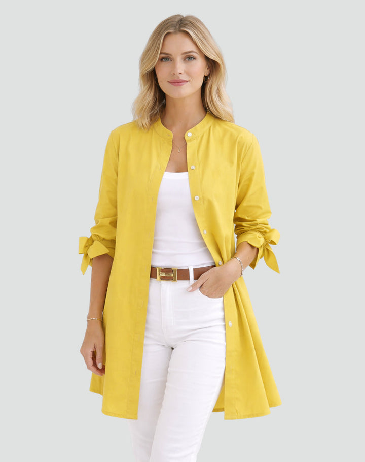 Lucy | Oversize Blouse – Long Cut with Sleeve Tie Details