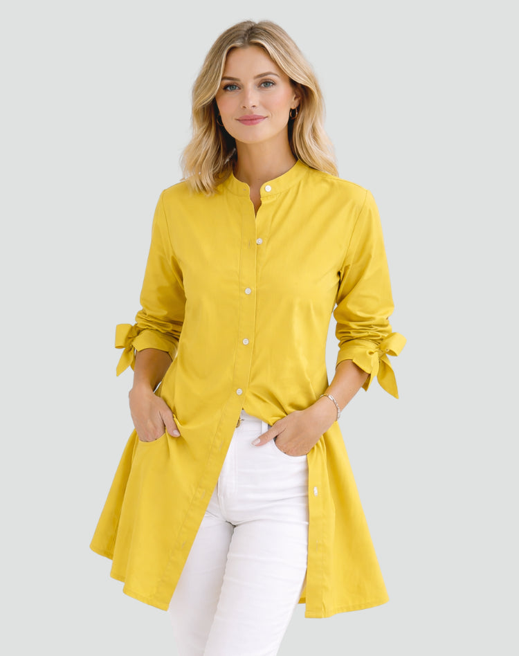 Lucy | Oversize Blouse – Long Cut with Sleeve Tie Details