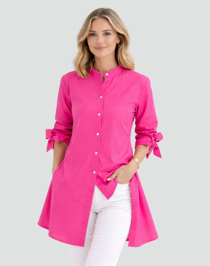 Lucy | Oversize Blouse – Long Cut with Sleeve Tie Details