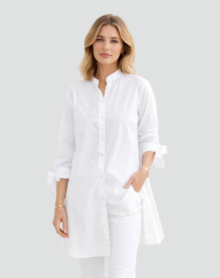 Lucy | Oversize Blouse – Long Cut with Sleeve Tie Details