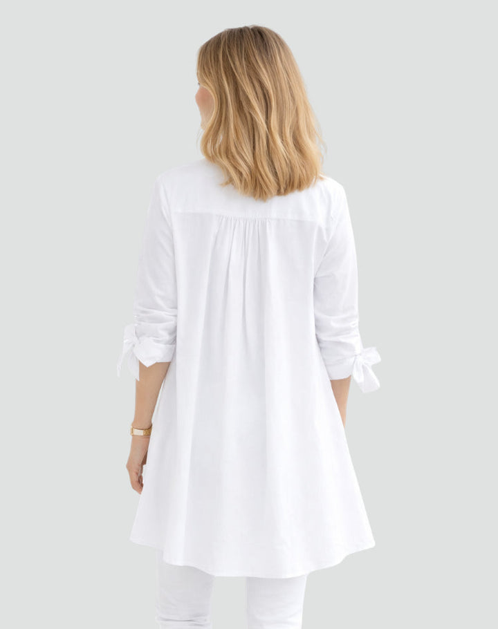 Lucy | Oversize Blouse – Long Cut with Sleeve Tie Details
