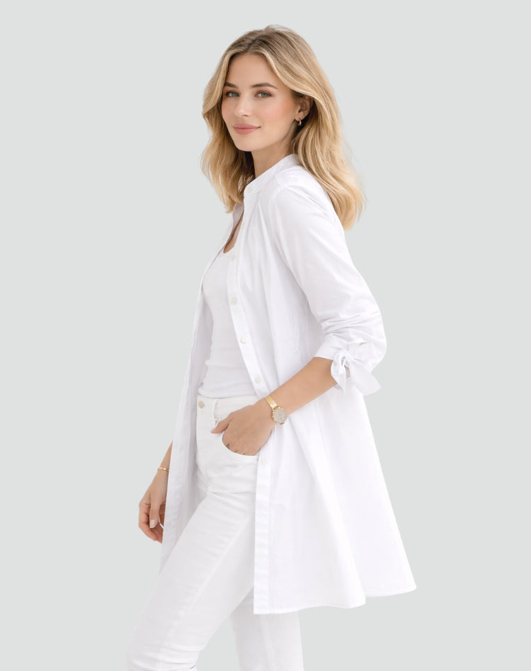 Lucy | Oversize Blouse – Long Cut with Sleeve Tie Details