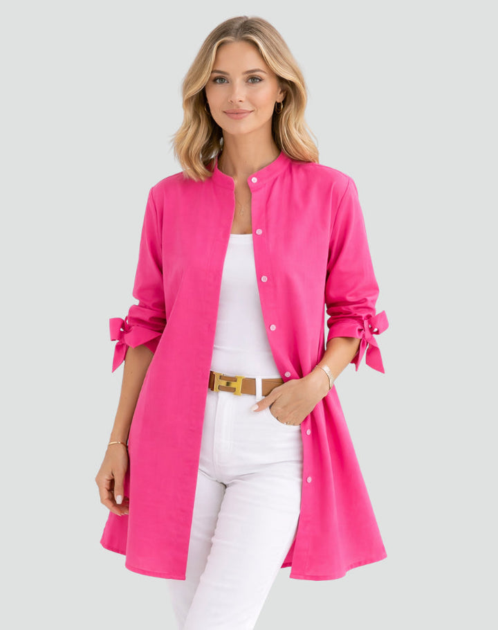 Lucy | Oversize Blouse – Long Cut with Sleeve Tie Details