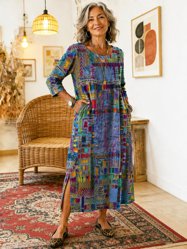 Celeste | Patchwork Dress – Ethnic Style with Colorful Patterns