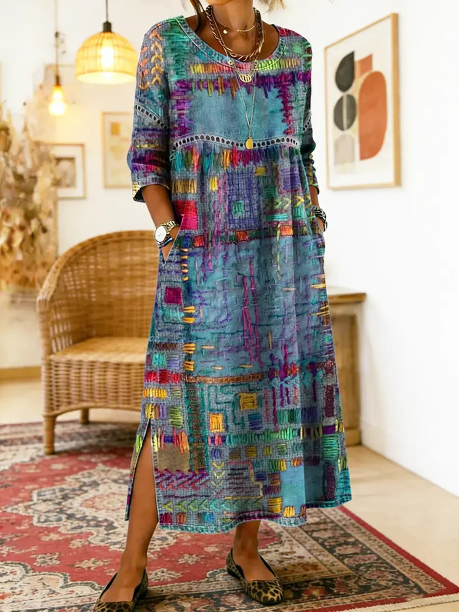 Celeste | Patchwork Dress – Ethnic Style with Colorful Patterns