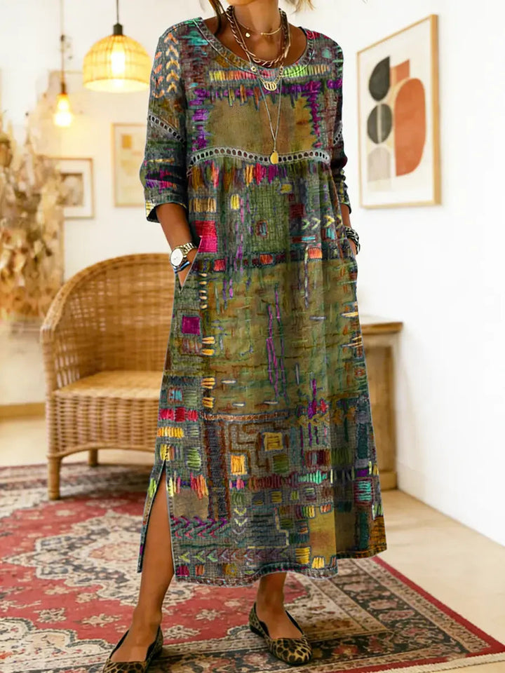 Celeste | Patchwork Dress – Ethnic Style with Colorful Patterns