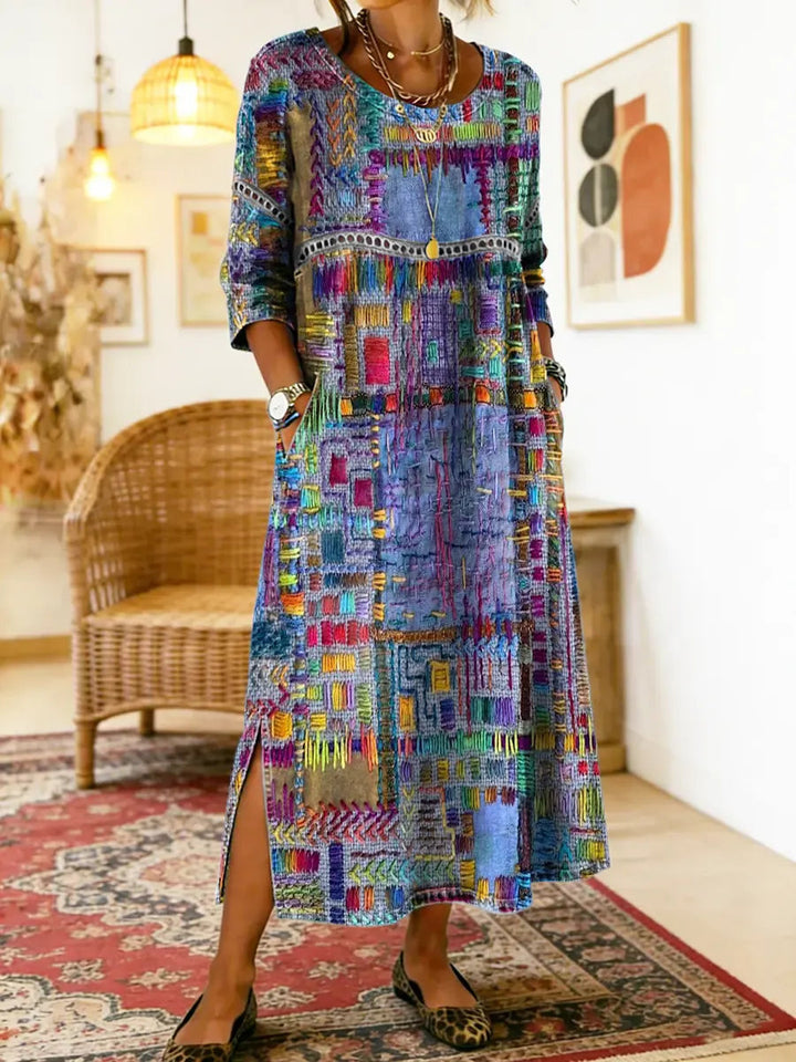 Celeste | Patchwork Dress – Ethnic Style with Colorful Patterns