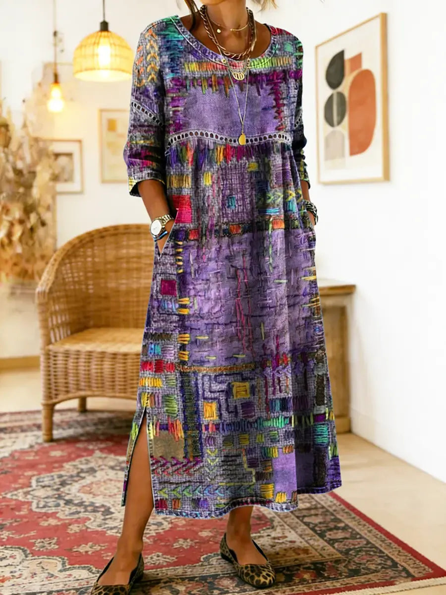 Celeste | Patchwork Dress – Ethnic Style with Colorful Patterns