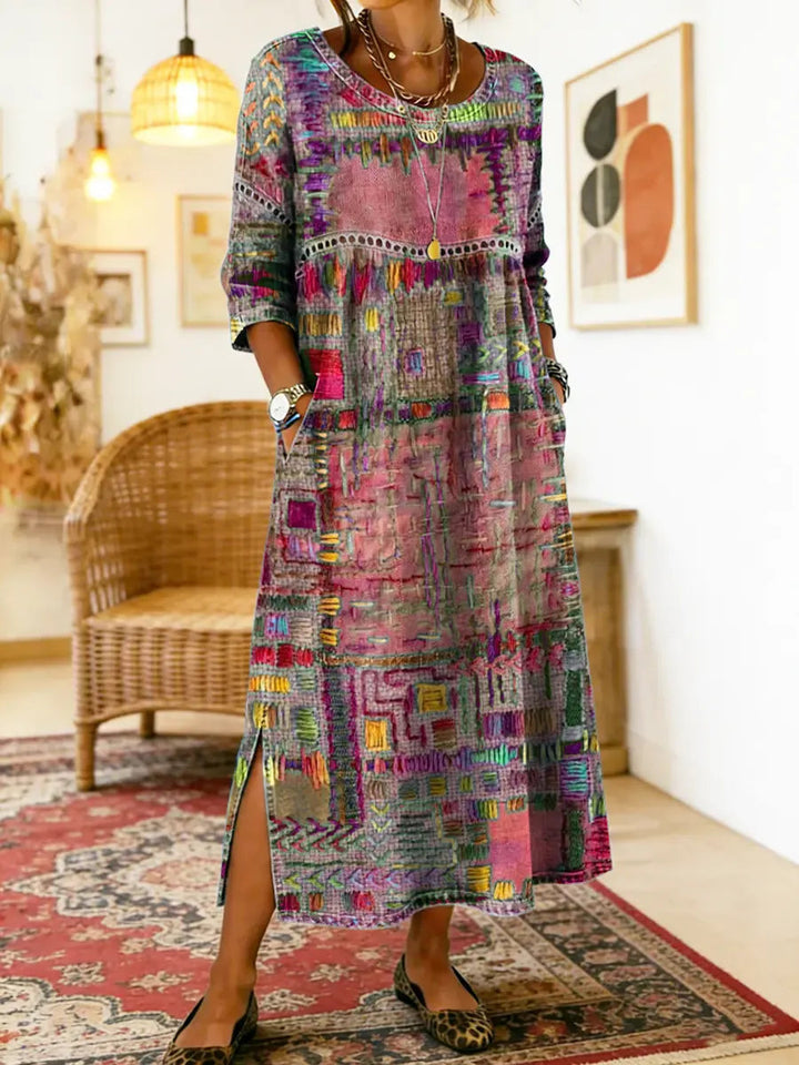 Celeste | Patchwork Dress – Ethnic Style with Colorful Patterns