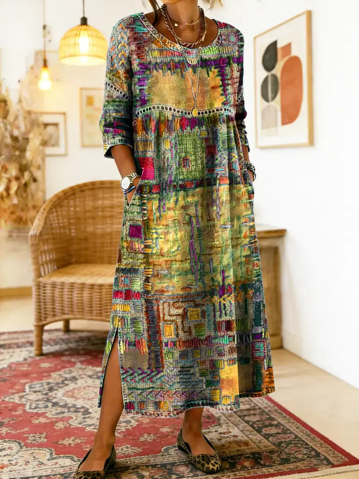 Celeste | Patchwork Dress – Ethnic Style with Colorful Patterns