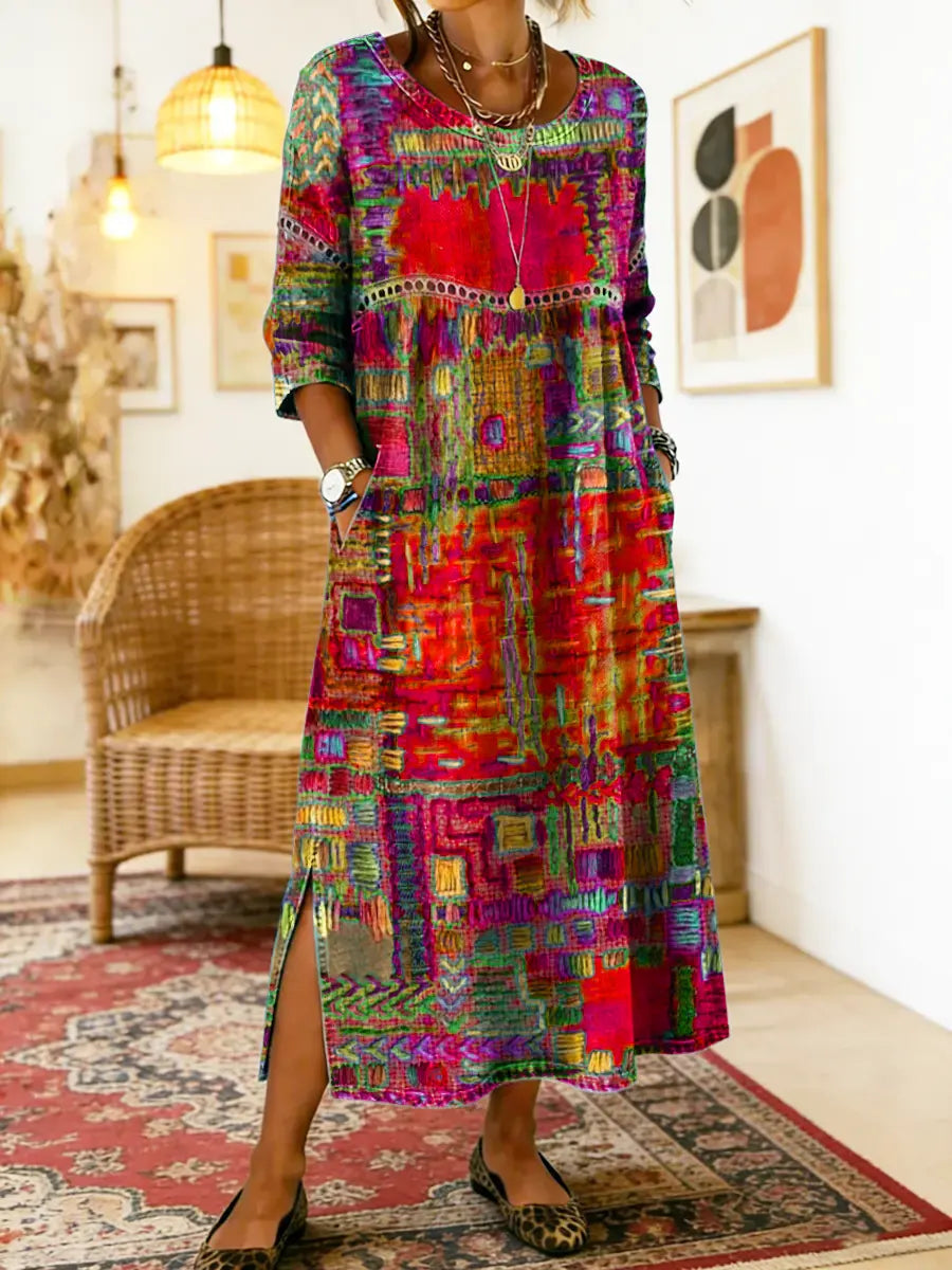 Celeste | Patchwork Dress – Ethnic Style with Colorful Patterns