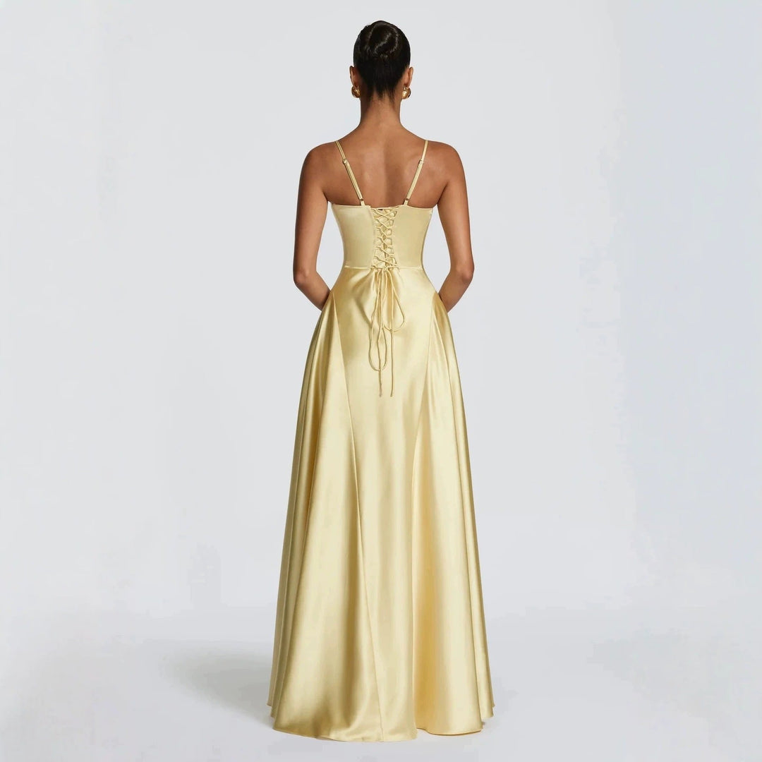 Adeline | Satin Maxi Dress – Elegant with Delicate Spaghetti Straps