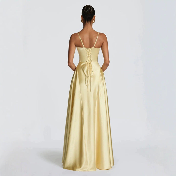 Adeline | Satin Maxi Dress – Elegant with Delicate Spaghetti Straps