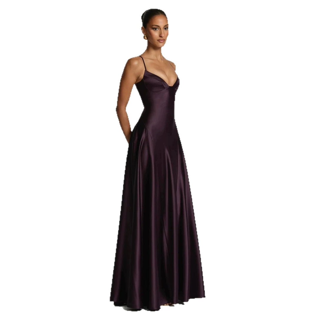 Adeline | Satin Maxi Dress – Elegant with Delicate Spaghetti Straps