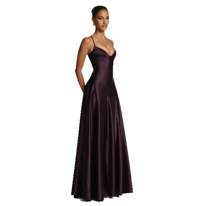 Adeline | Satin Maxi Dress – Elegant with Delicate Spaghetti Straps