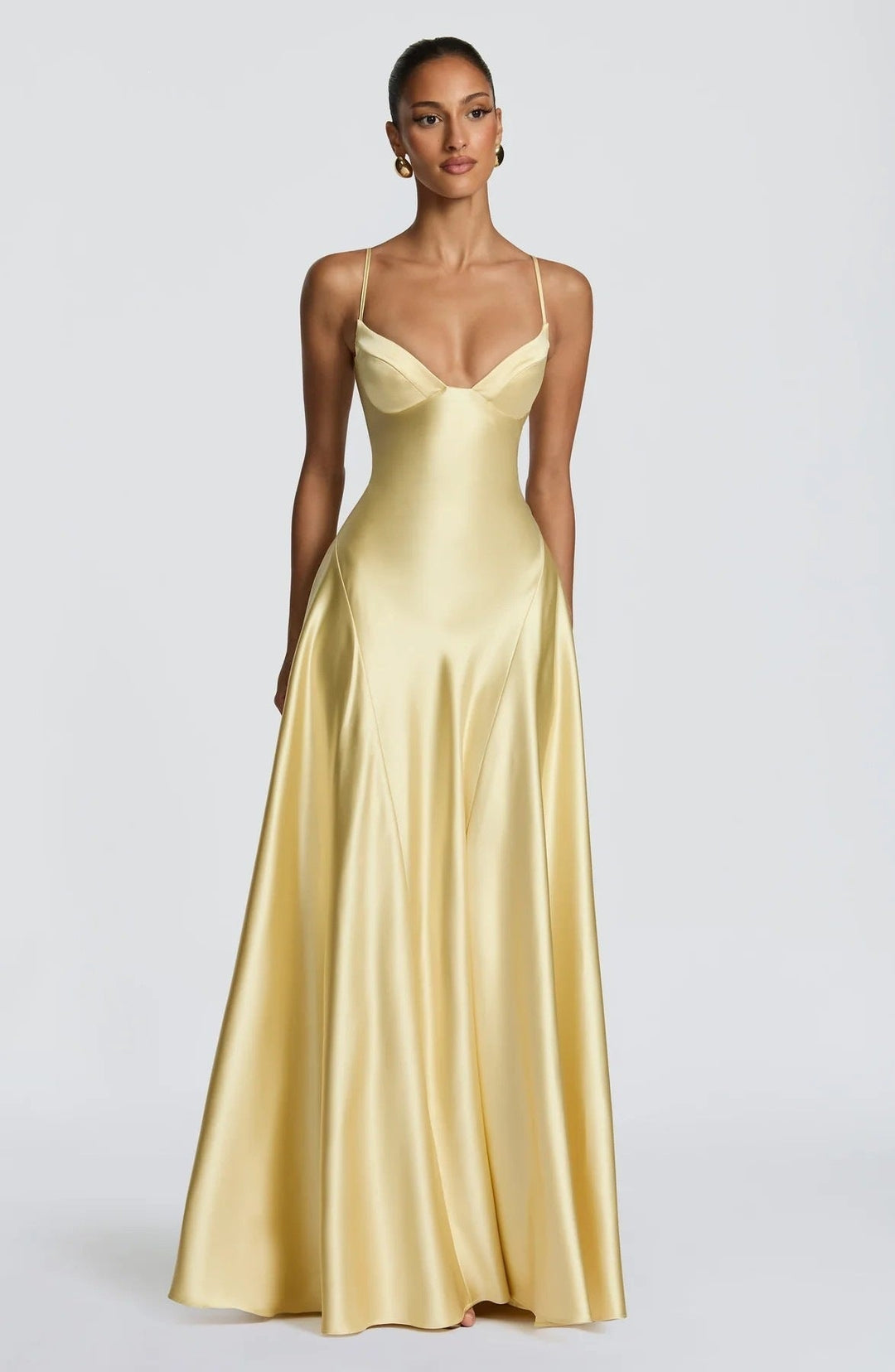 Adeline | Satin Maxi Dress – Elegant with Delicate Spaghetti Straps
