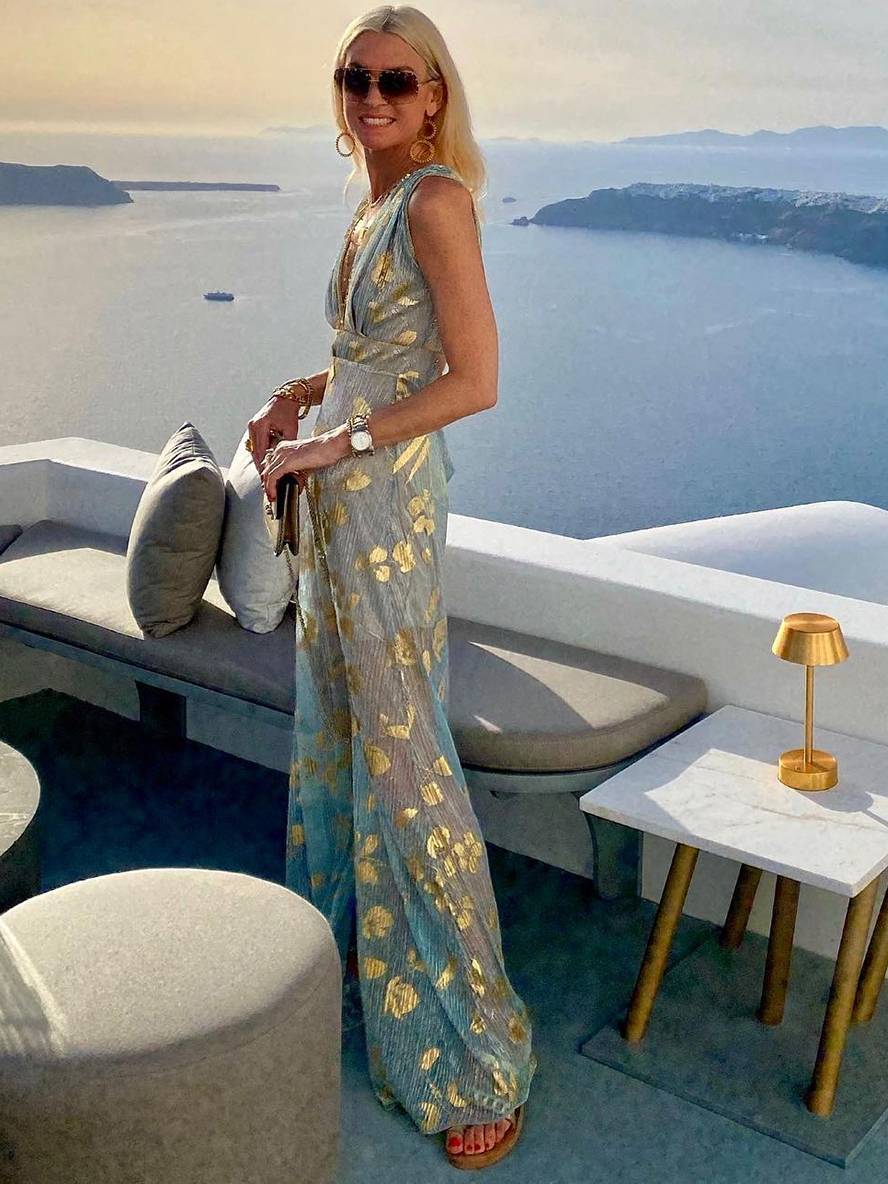 Faye | Sequin Maxi Dress – Glossy V-Neck Sleeveless Evening Beach