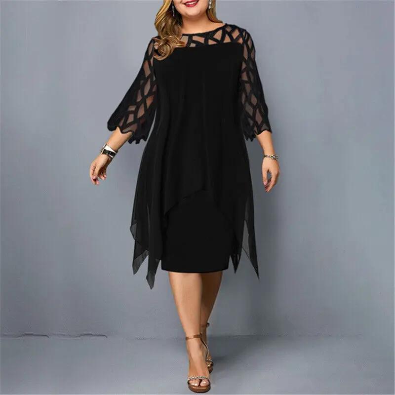Gemma | Sheer Lace Midi Dress – Geometric Yoke Asymmetrical Hem