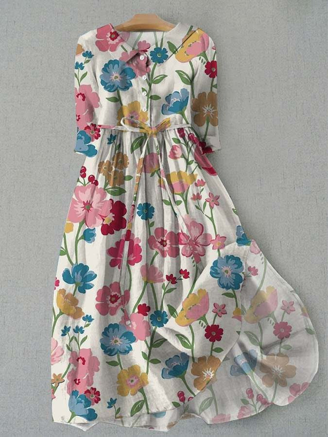Dahlia | Shirt Dress – Garden Floral Tie-Waist