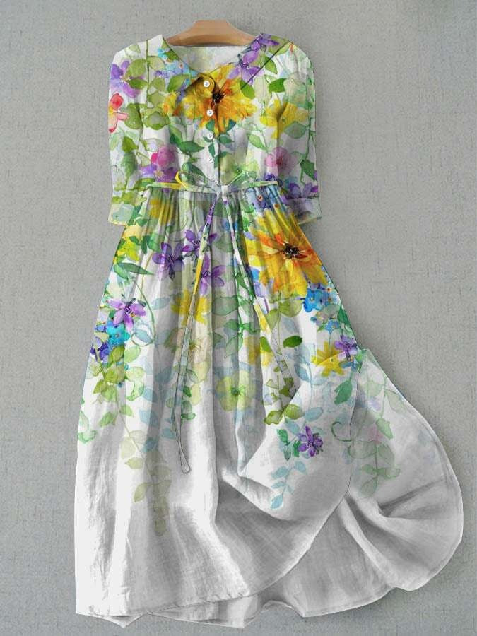 Dahlia | Shirt Dress – Garden Floral Tie-Waist