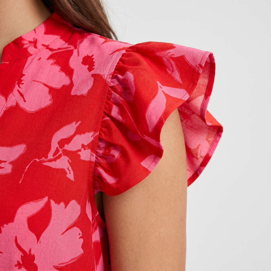 Mia | Short Dress – Floral Print with Puff Sleeves and Tiered Skirt