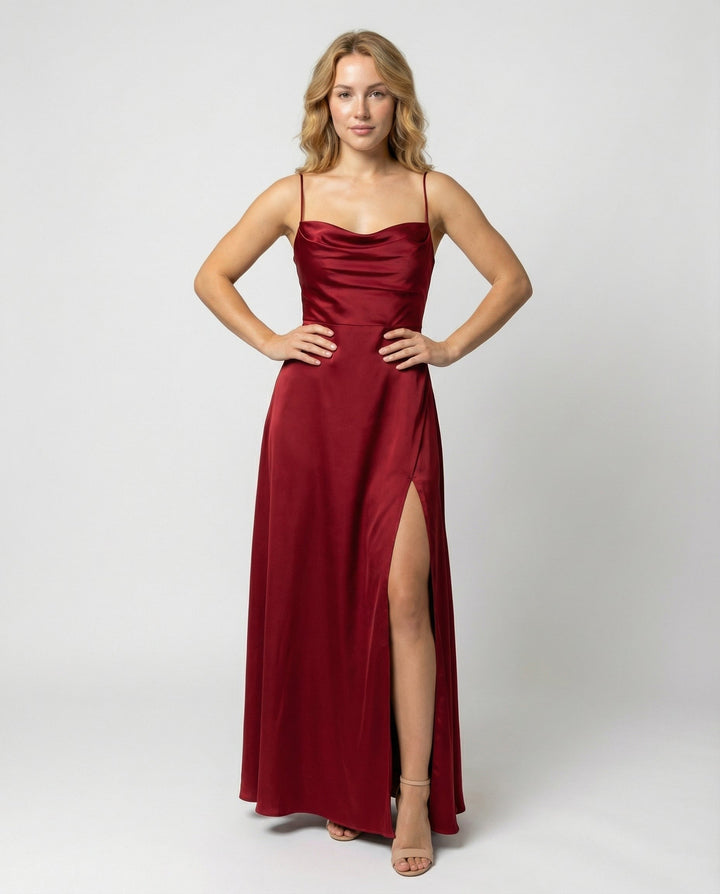 Paloma | Slip Maxi Dress – Draped with High Split