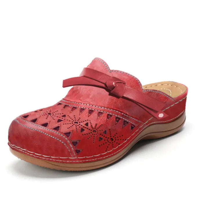 Iris | Slip-On Clogs – Bow Accent Cutout Wedge Sole