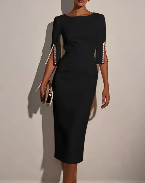 Nadia | Slit-Sleeve Dress – Lightweight Round Neck Design