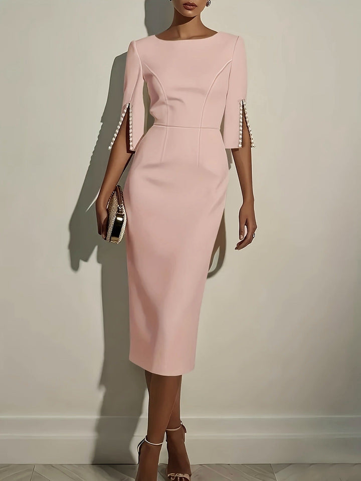 Nadia | Slit-Sleeve Dress – Lightweight Round Neck Design