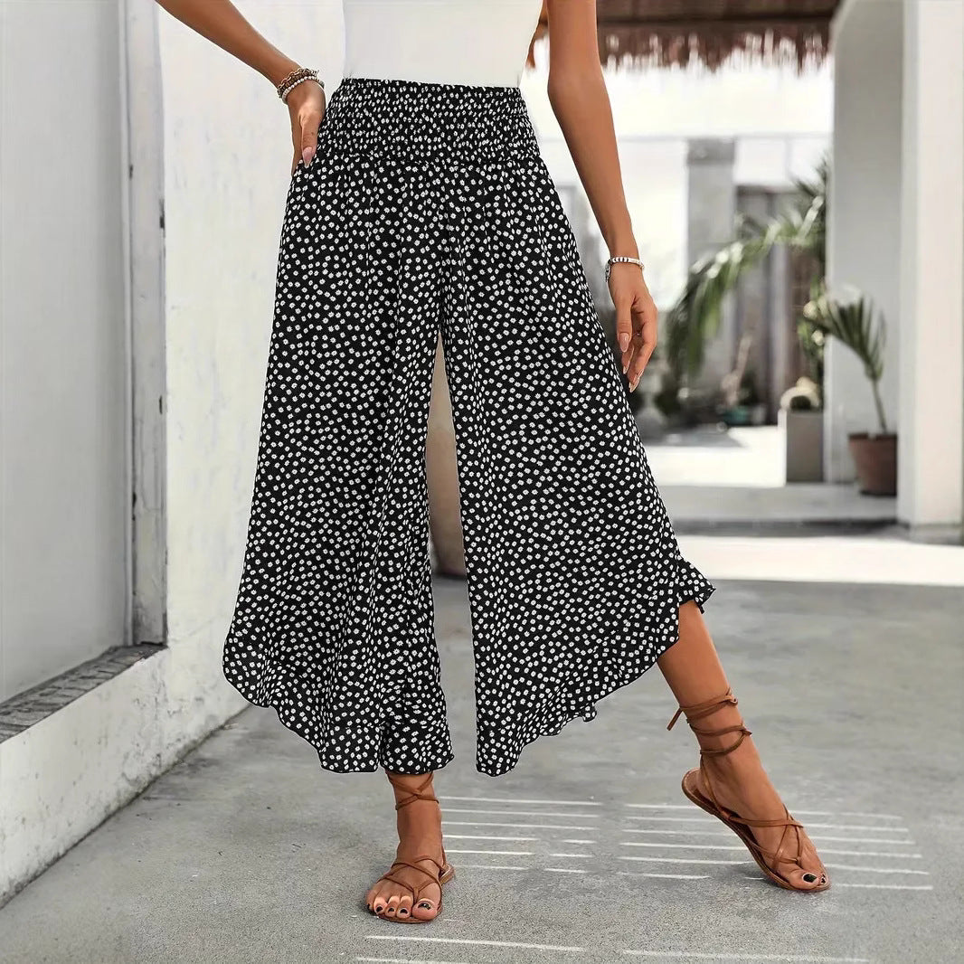 Sara | Summer Pants – Flowy Wide Leg Dot Print