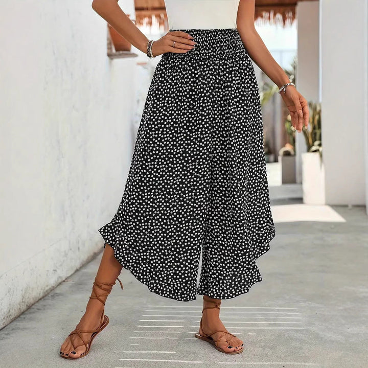 Sara | Summer Pants – Flowy Wide Leg Dot Print