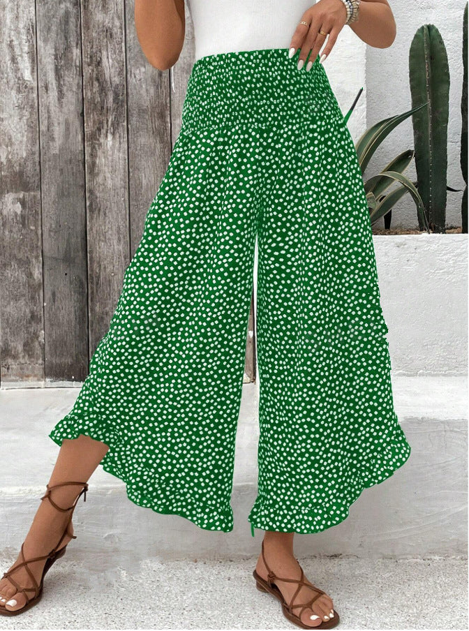 Sara | Summer Pants – Flowy Wide Leg Dot Print