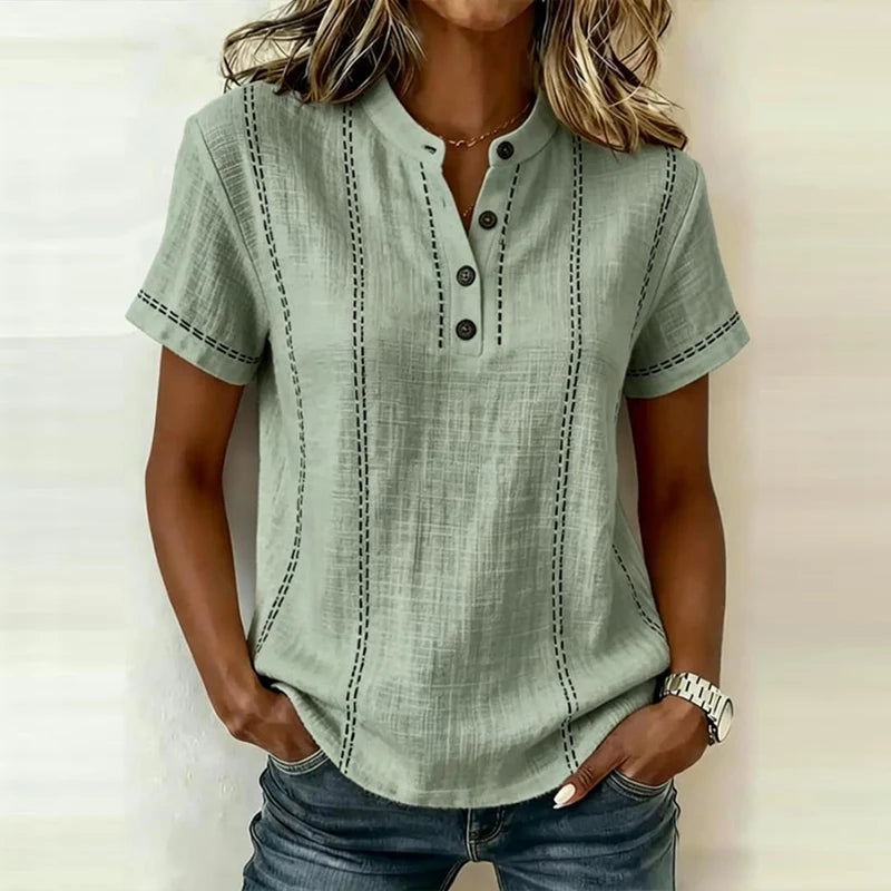 Lily | Textured Blouse – With Full Button Front and Collar