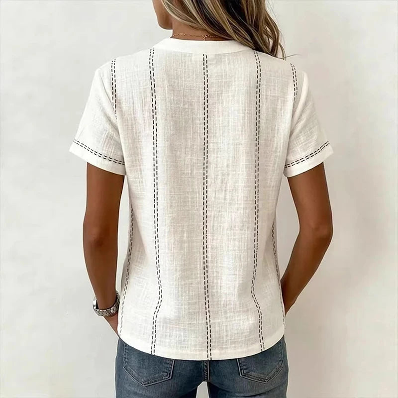 Lily | Textured Blouse – With Full Button Front and Collar