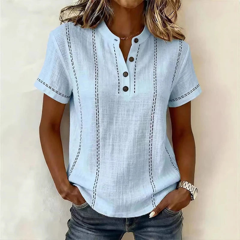Lily | Textured Blouse – With Full Button Front and Collar