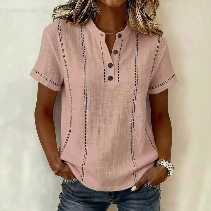 Lily | Textured Blouse – With Full Button Front and Collar