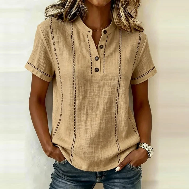 Lily | Textured Blouse – With Full Button Front and Collar