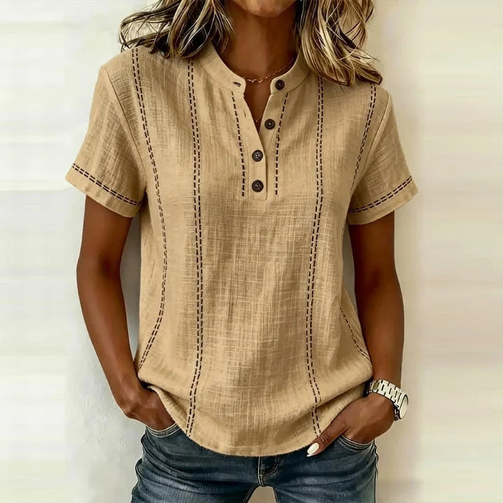 Lily | Textured Blouse – With Full Button Front and Collar